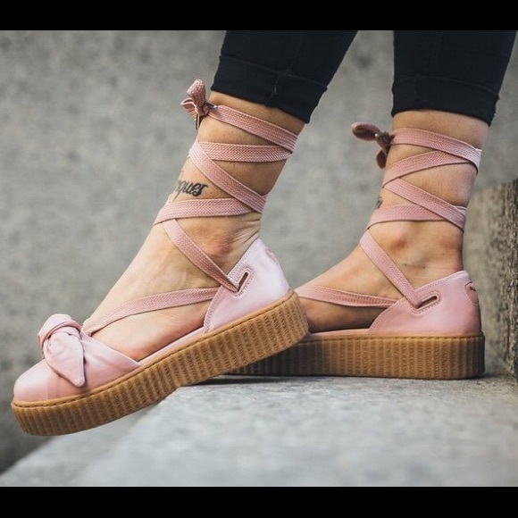 New Fenty by Rihanna Puma Pink Creeper Bow Sandals - Picture 2 of 8